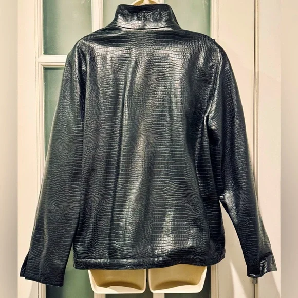 ELEN TRACY Vintage Embossed Leather Jacket - Picture 3 of 6